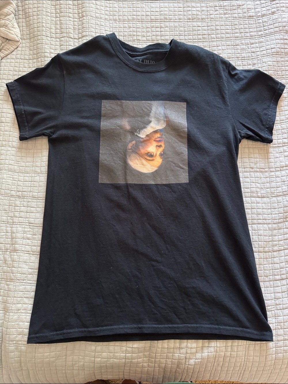Ariana Grande Black Short‑Sleeve Tee with Portrait Graphic
